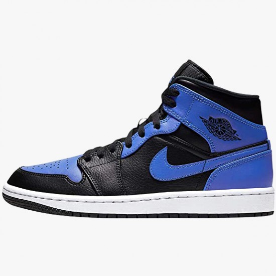 Nike Air Jordan 1 Mid Hyper Royal Tumbled Leather Dam/Herr 554724-077 Skor