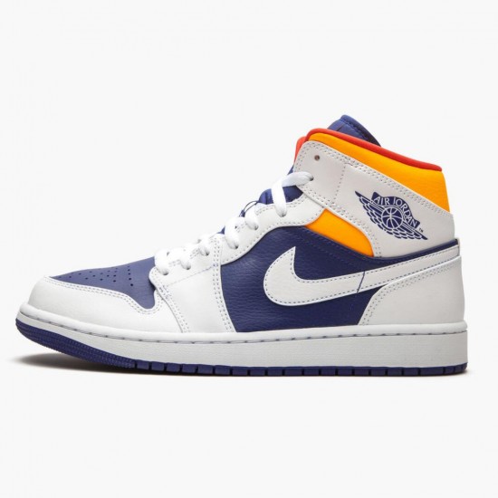 Nike Air Jordan 1 Mid Royal Blue Laser Orange Dam/Herr 554724-131 Skor