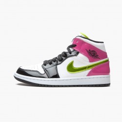 Nike Air Jordan 1 Mid White Black Cyber Pink Herr CZ9834-100 Skor