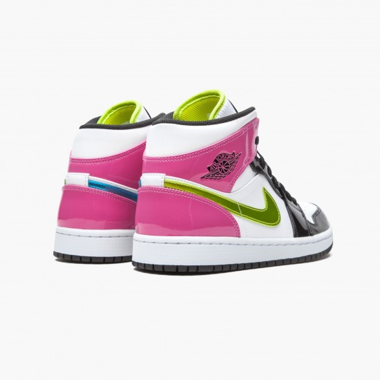 Nike Air Jordan 1 Mid White Black Cyber Pink Herr CZ9834-100 Skor