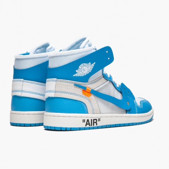 Nike Air Jordan 1 Retro High Off-White University Blue Dam/Herr AQ0818-148 Skor