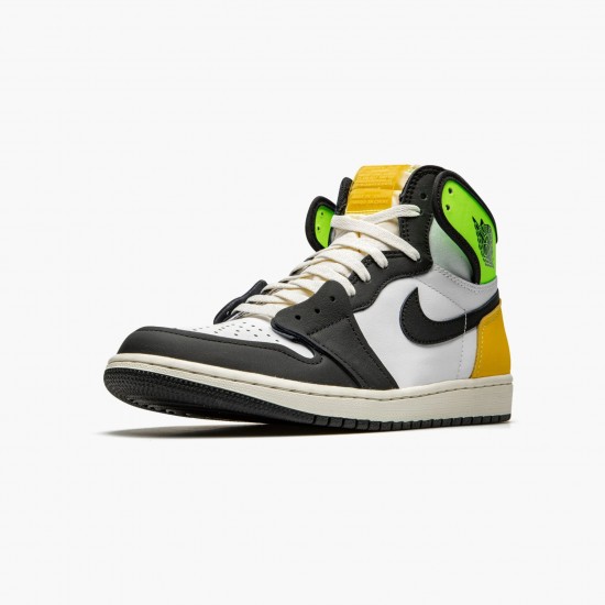 Nike Air Jordan 1 Retro High White Black Volt University Gold Herr 555088-118 Skor