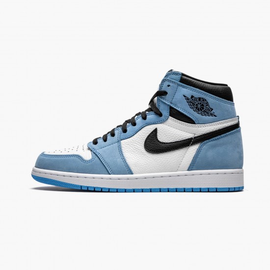 Nike Air Jordan 1 Retro High White University Blue Black Herr 555088-134 Skor