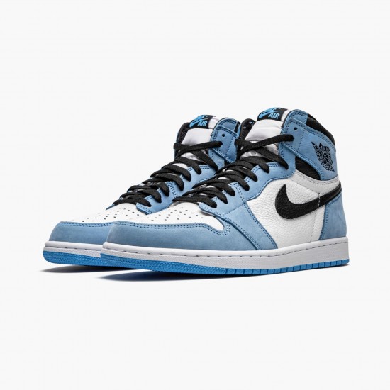 Nike Air Jordan 1 Retro High White University Blue Black Herr 555088-134 Skor