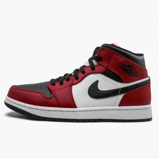 Nike Air Jordan 1 Mid Chicago Black Toe Herr 554724-069 Skor