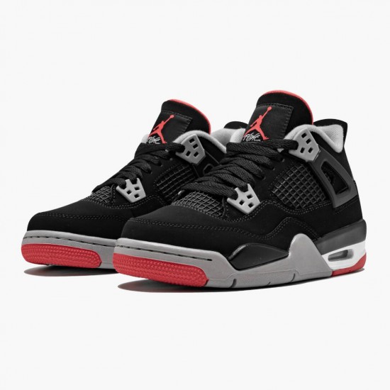 Nike Air Jordan 4 Retro Bred 2019 Release Herr 308497-060 Skor