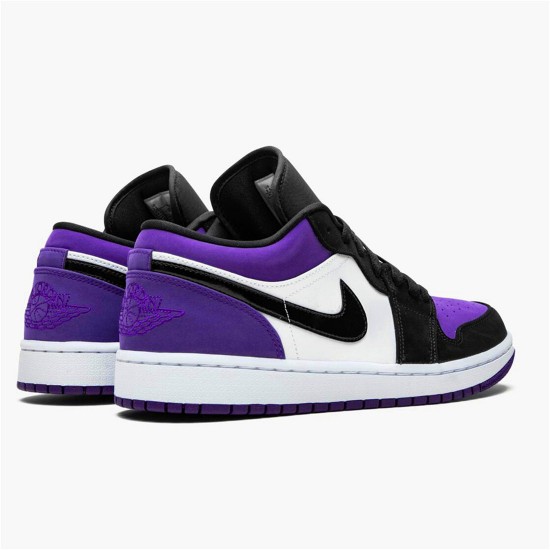 Jordan 1 Low Court Purple Vit/Svart-Court Lila Jordan Skor