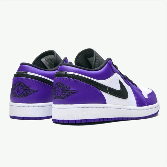 Jordan 1 Low Court Purple White Court Lila/Svart-Vit Jordan Skor