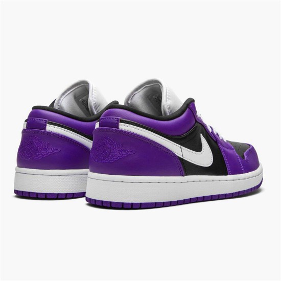 Jordan 1 Low Court Purple Black Court Lila/Svart-Vit Jordan Skor