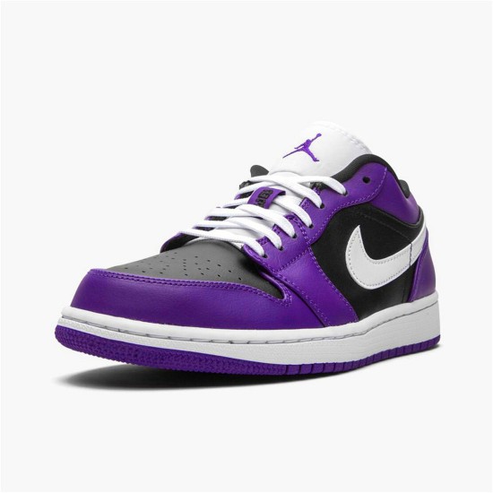 Jordan 1 Low Court Purple Black Court Lila/Svart-Vit Jordan Skor