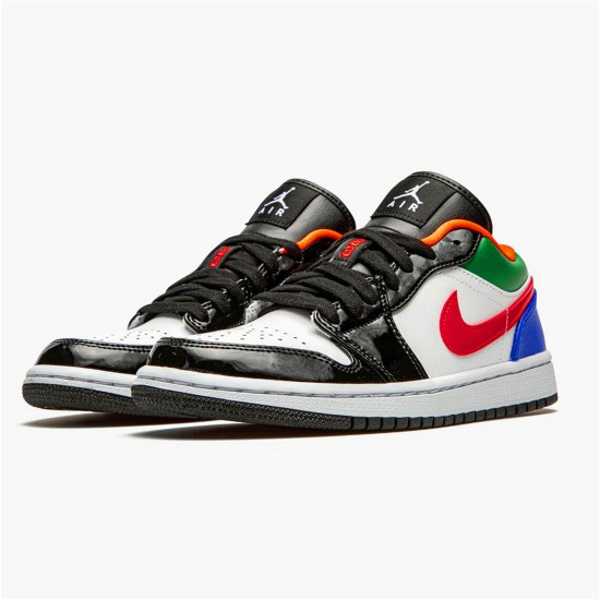 Jordan 1 Low Multi-Color Black Toe Vit/Hyper Royal-University Röd-Vit Jordan Skor