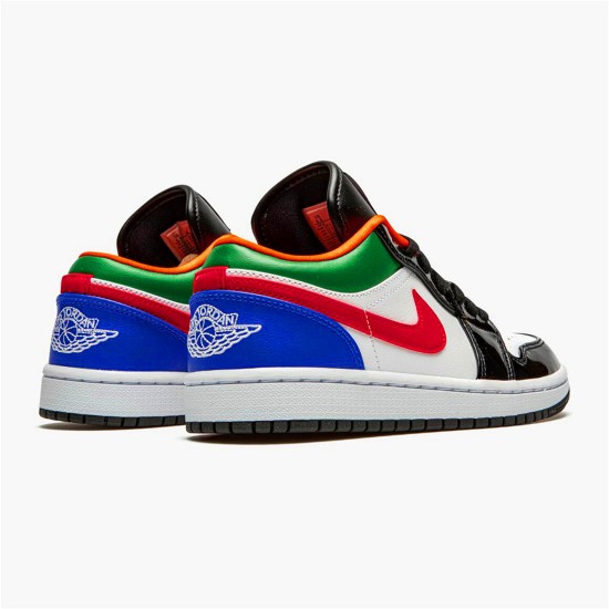 Jordan 1 Low Multi-Color Black Toe Vit/Hyper Royal-University Röd-Vit Jordan Skor