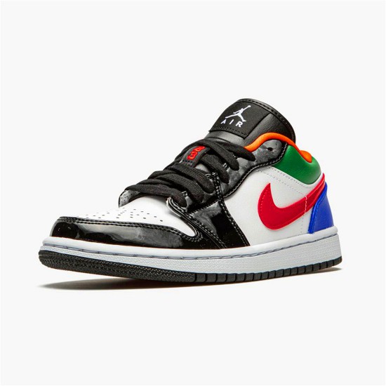 Jordan 1 Low Multi-Color Black Toe Vit/Hyper Royal-University Röd-Vit Jordan Skor