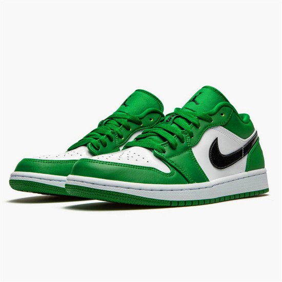 Jordan 1 Low Pine Green Pine Grön/Svart-Vit Jordan Skor