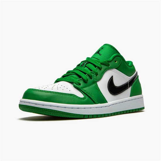 Jordan 1 Low Pine Green Pine Grön/Svart-Vit Jordan Skor