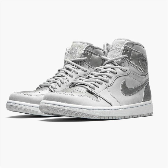 Jordan 1 High CO Japan Neutral Grey (2020) Neutral Grå/Metallic Silver-Vit Jordan Skor