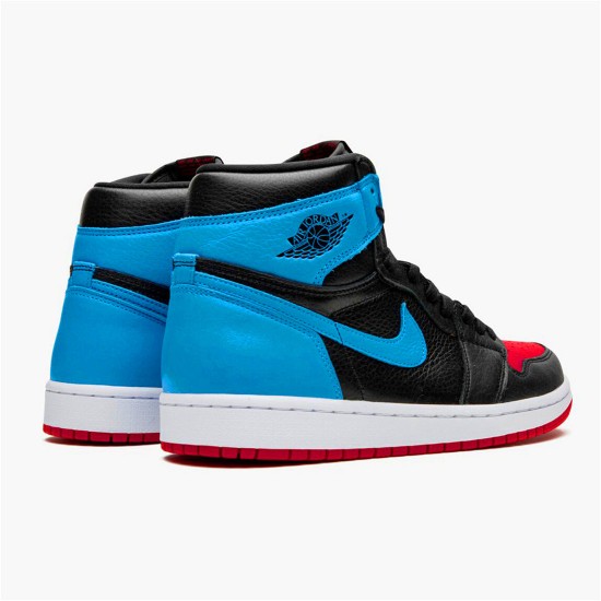 Jordan 1 High NC to Chi Leather Svart/Dark Powder Blå-Gym Röd Jordan Skor