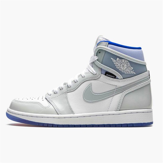 Jordan 1 High Zoom White Racer Blue Vit/Racer Blå-Vit Jordan Skor