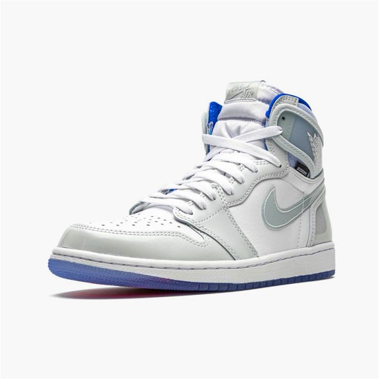 Jordan 1 High Zoom White Racer Blue Vit/Racer Blå-Vit Jordan Skor