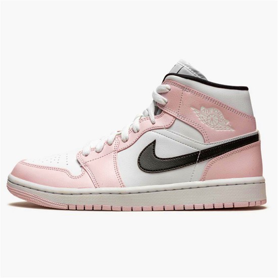 Jordan 1 Mid Barely Rose Light Violet/Svart-Vit Jordan Skor