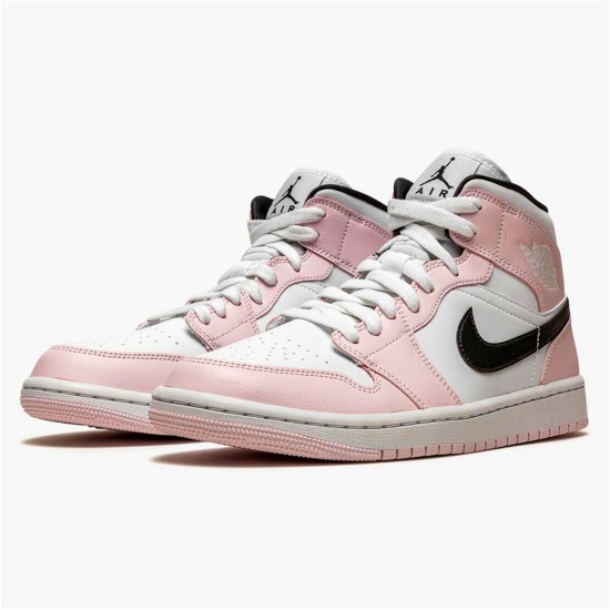 Jordan 1 Mid Barely Rose Light Violet/Svart-Vit Jordan Skor