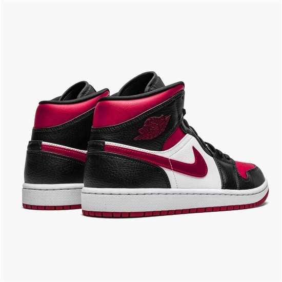 Jordan 1 Mid Bred Toe Svart/Noble Röd-Vit Jordan Skor