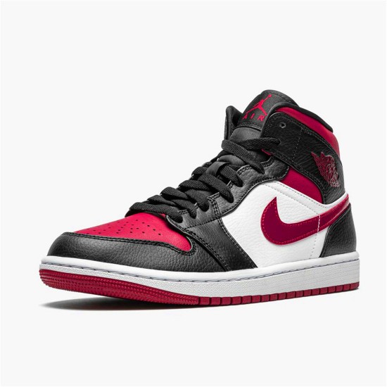 Jordan 1 Mid Bred Toe Svart/Noble Röd-Vit Jordan Skor