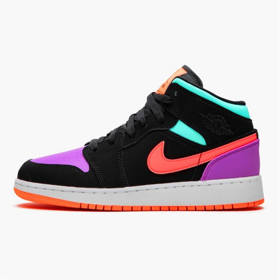 Jordan 1 Mid Multi-Color Svart/Multi-Color Jordan Skor