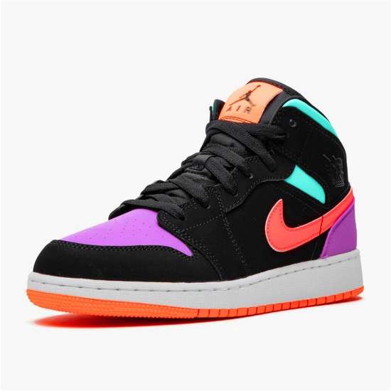 Jordan 1 Mid Multi-Color Svart/Multi-Color Jordan Skor