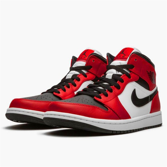 Jordan 1 Mid Chicago Toe Svart/Gym Röd-Vit Jordan Skor