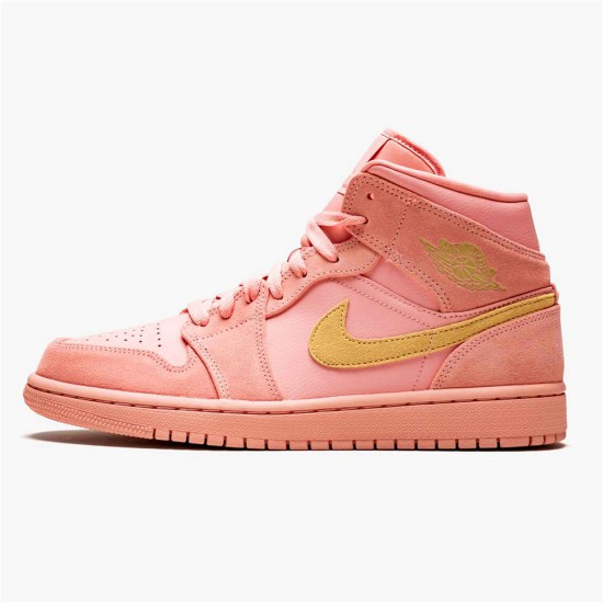 Jordan 1 Mid Coral Gold Coral Stardust/Club Guld-Coral Stardust Jordan Skor