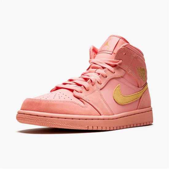 Jordan 1 Mid Coral Gold Coral Stardust/Club Guld-Coral Stardust Jordan Skor