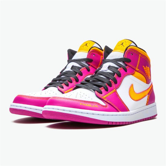 Jordan 1 Mid Dia de los Muertos Vit/Fuchsia-Orange-Svart Jordan Skor