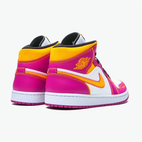 Jordan 1 Mid Dia de los Muertos Vit/Fuchsia-Orange-Svart Jordan Skor