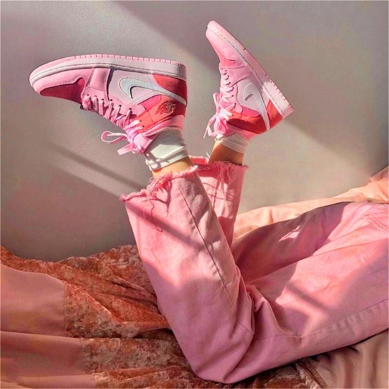 Jordan 1 Mid Digital Pink Digital Rosa/Vit-Rosa Foam-Sail Jordan Skor