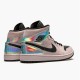 Jordan 1 Mid Dirty Powder Iridescent Barely Rose/Svart-Svart-Multi-Color Jordan Skor