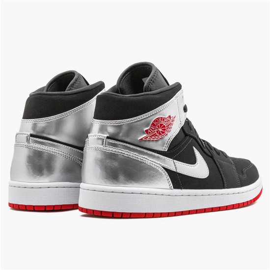 Jordan 1 Mid Johnny Kilroy Svart/Gym Röd-Metallic Silver Jordan Skor