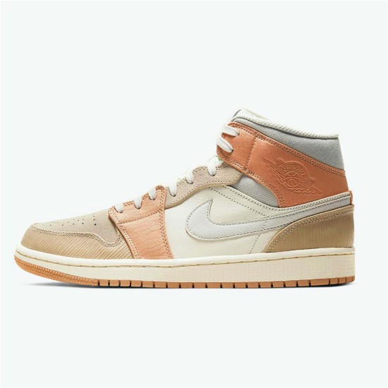 Jordan 1 Mid Milan Sail/Light Bone-String-Shimmer Jordan Skor