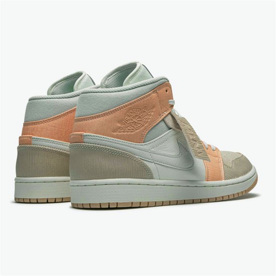 Jordan 1 Mid Milan Sail/Light Bone-String-Shimmer Jordan Skor