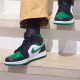 Jordan 1 Mid Green Toe Svart/Gym Röd-Vit-Pine Grön Jordan Skor