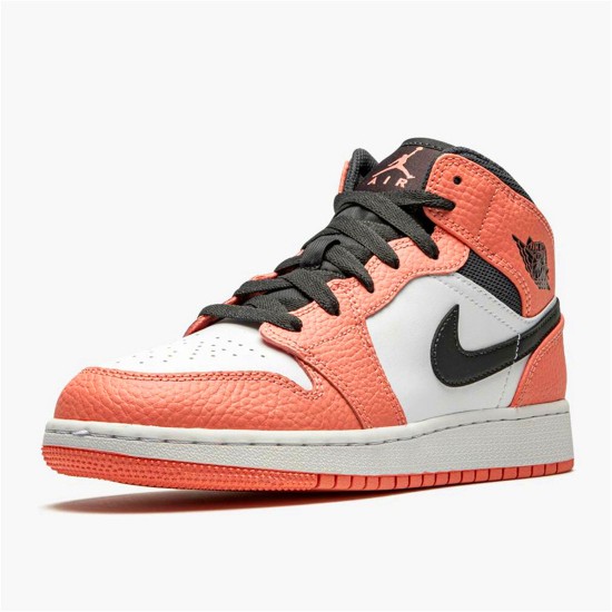 Jordan 1 Mid Pink Quartz Rosa Quartz/Dark Smoke Grå-Whit Jordan Skor