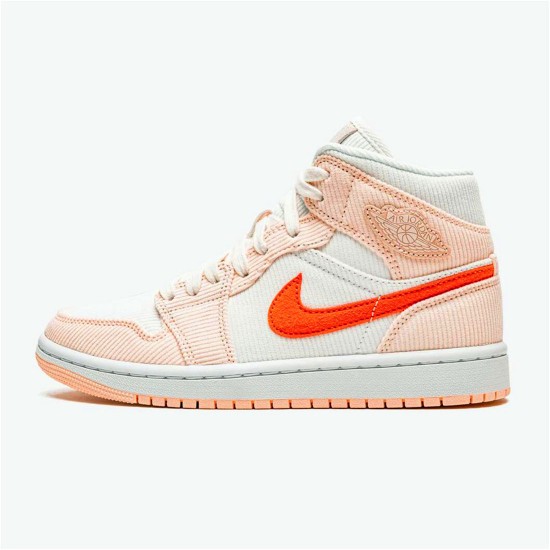 Jordan 1 Mid SE Corduroy Sail Sail/Orange Quartz-Vit-Orange Jordan Skor