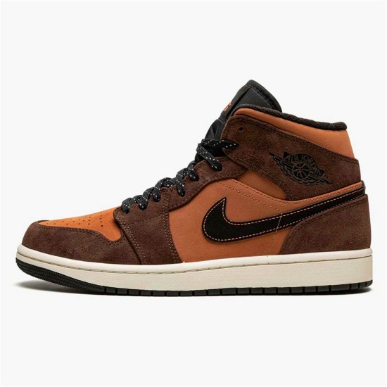 Jordan 1 Mid SE Dark Chocolate Dark Chocolate/Archaeo Brun/Svart/Crimson Bliss Jordan Skor