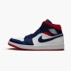 Jordan 1 Mid SE USA Vit/Varsity Röd-Midnight Navy Jordan Skor