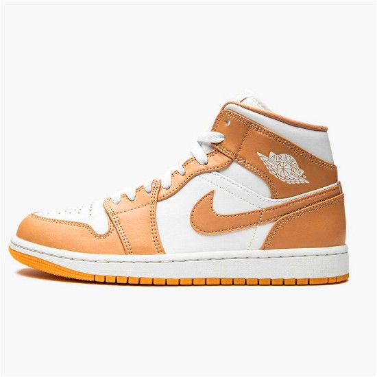 Jordan 1 Mid Tan Gum Hemp/Gum Gul/Vit Jordan Skor