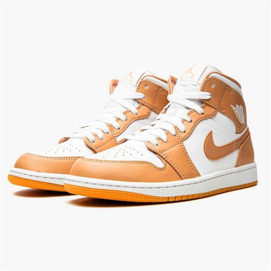 Jordan 1 Mid Tan Gum Hemp/Gum Gul/Vit Jordan Skor