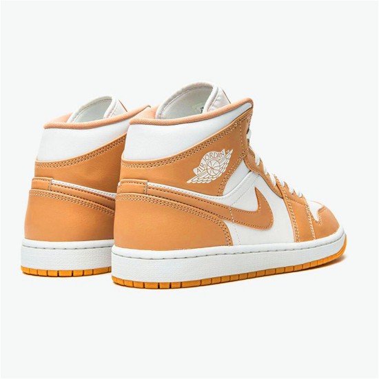 Jordan 1 Mid Tan Gum Hemp/Gum Gul/Vit Jordan Skor