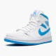 Jordan 1 Mid UNC Vit/Dark Powder Blå-Vit Jordan Skor