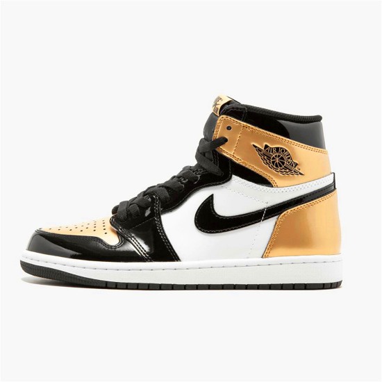 Jordan 1 High NRG Patent Gold Toe Svart/Metallic Guld-Summit Vit Jordan Skor