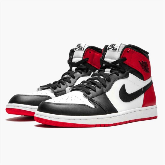 Jordan 1 Mid Black Toe (2013) Vit/Svart-Gym Röd  Jordan Skor